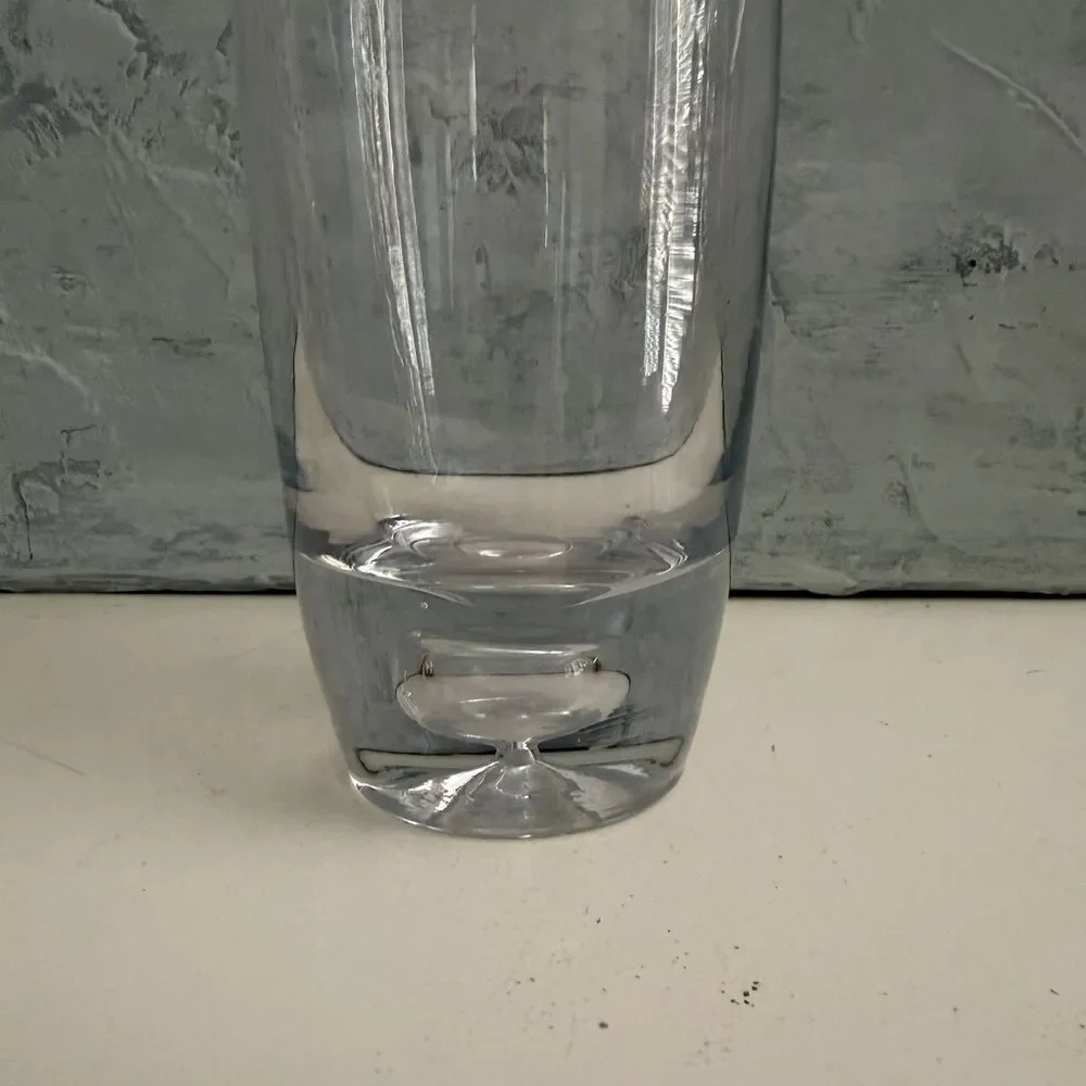 Mid Century Modern Hand Blown Art Glass Vase Controlled Bubble Clear MCM Decor